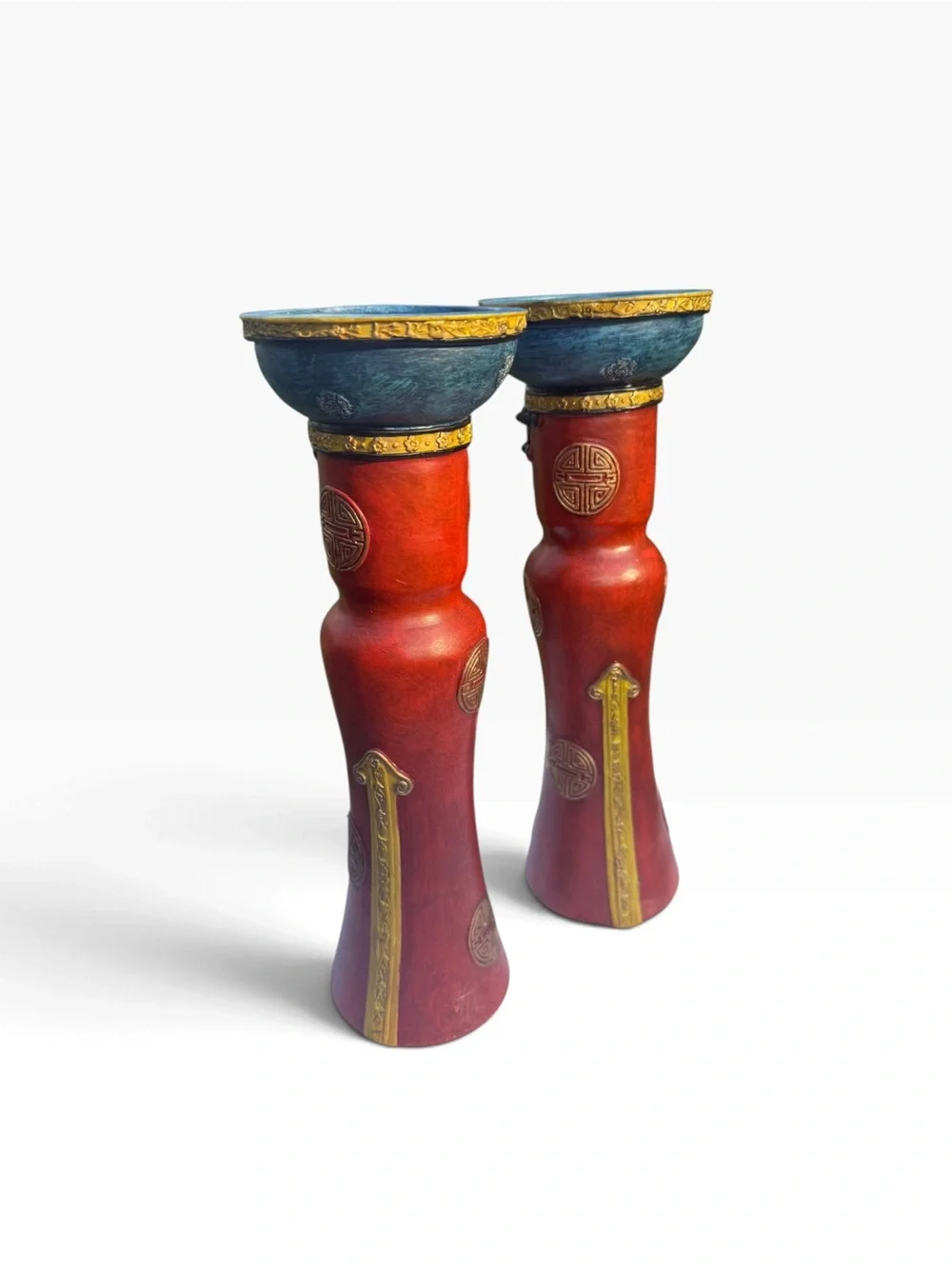 Bohemian Red and Blue Accent Candle Holders- Brand: Hobby Lobby